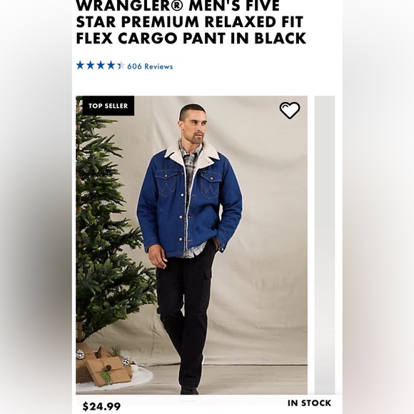 WRANGLER Mens Five Star Premium Relaxed Fit Flex Waist Cargo Pant BLACK Sz 44x32 - Picture 6 of 8